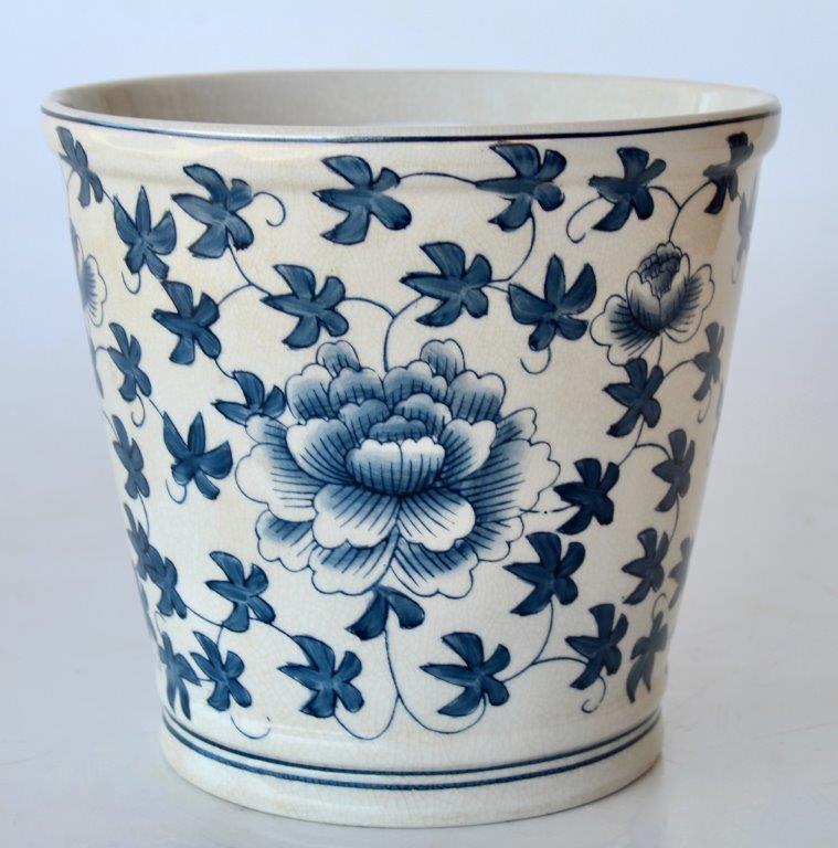 Large Blue Floral Planter